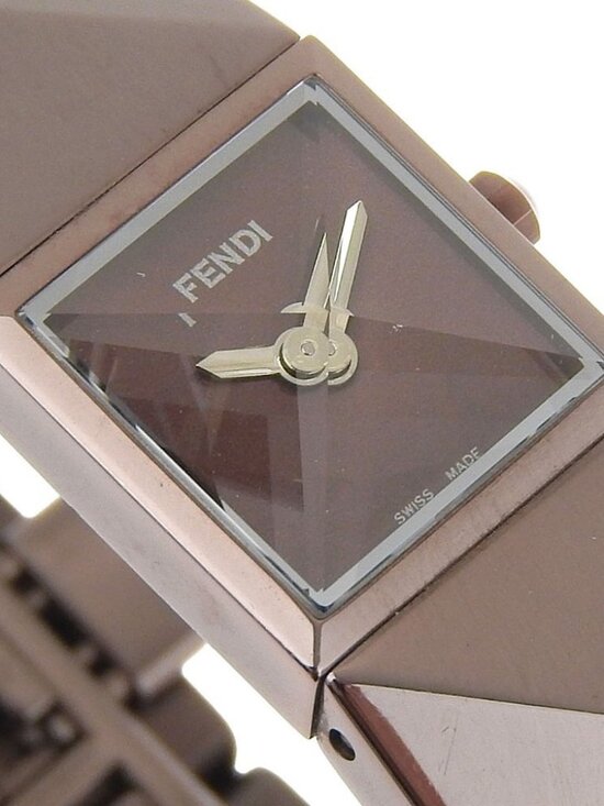 FENDI pyramid Watches 4260L BrownDial Stainless Steel Quartz Analog displa...